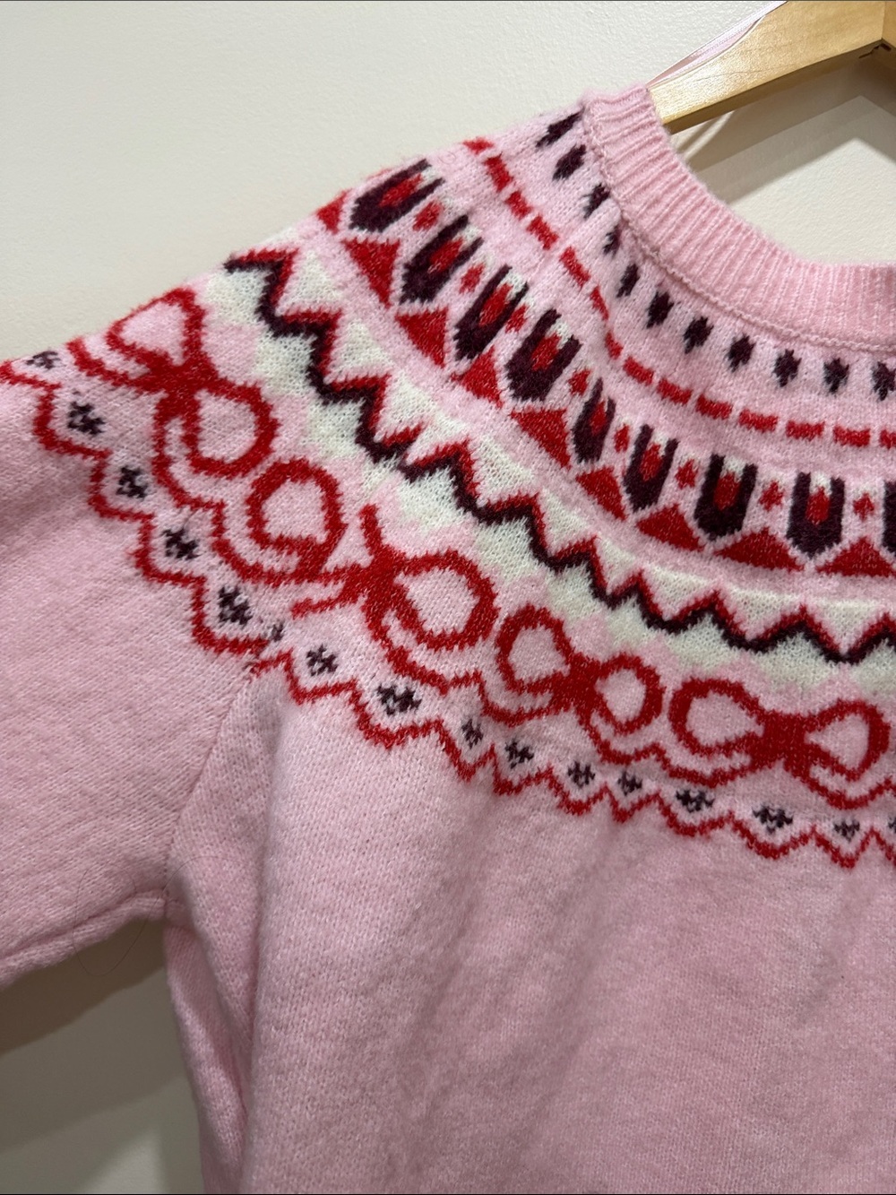 Revolve House of Harlow 1960 Pink & Red Fair Isle Cropped Cardigan - Picture 15 of 16